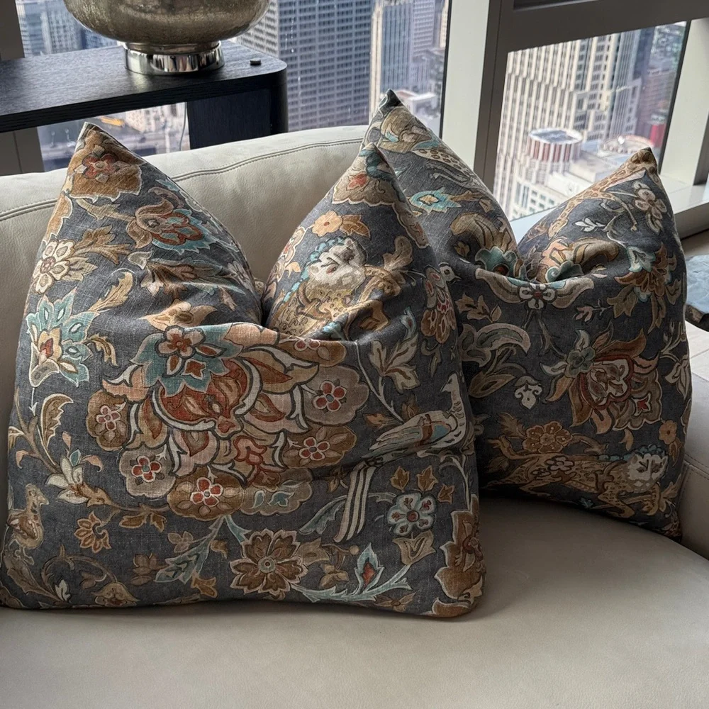 Eastern Accents Mulberry Wild Things Dark Grey Double Sided Down Pillows